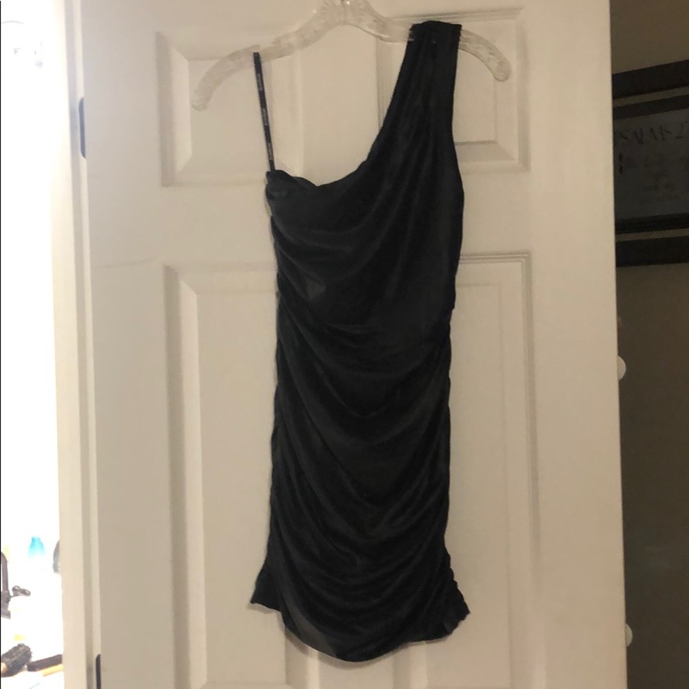 Bebe black one shoulder mini dress